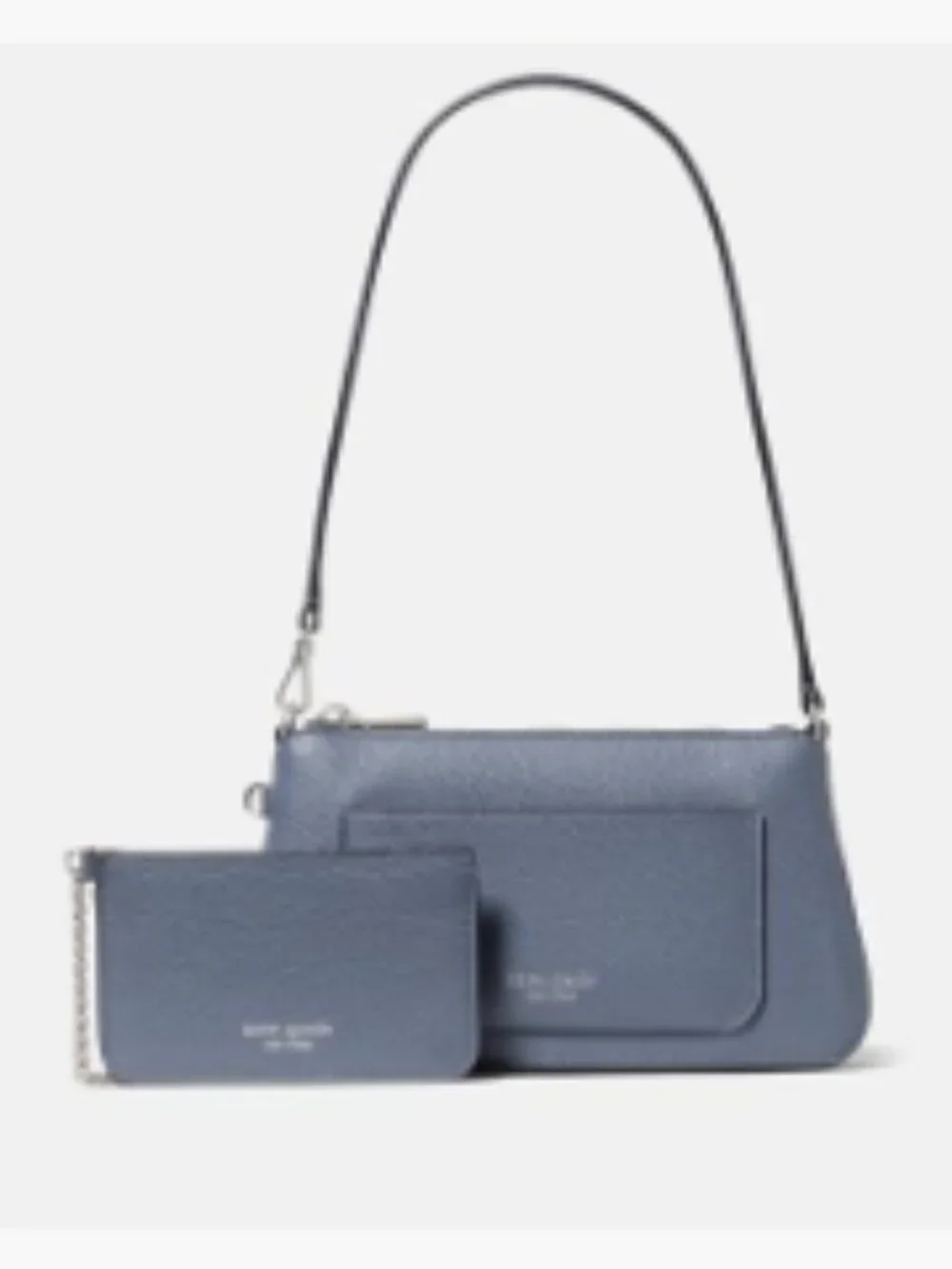 Pebbled Leather Wristlet with Detachable Wallet, Two Bags in One